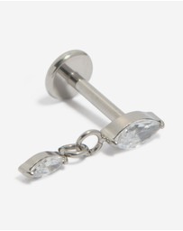 Lovisa - Titanium Diamante Marquise Drop Single Flat Back Stud