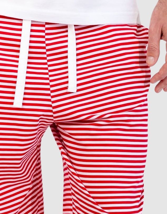 Sant And Abel - Men's Jersey Red Stripe PJ Pants