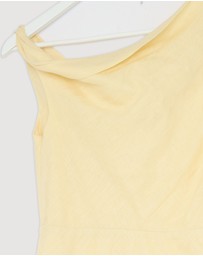 Revibe - Repaired AERE Fia Linen Draped Off Shoulder Maxi Dress - AU 12