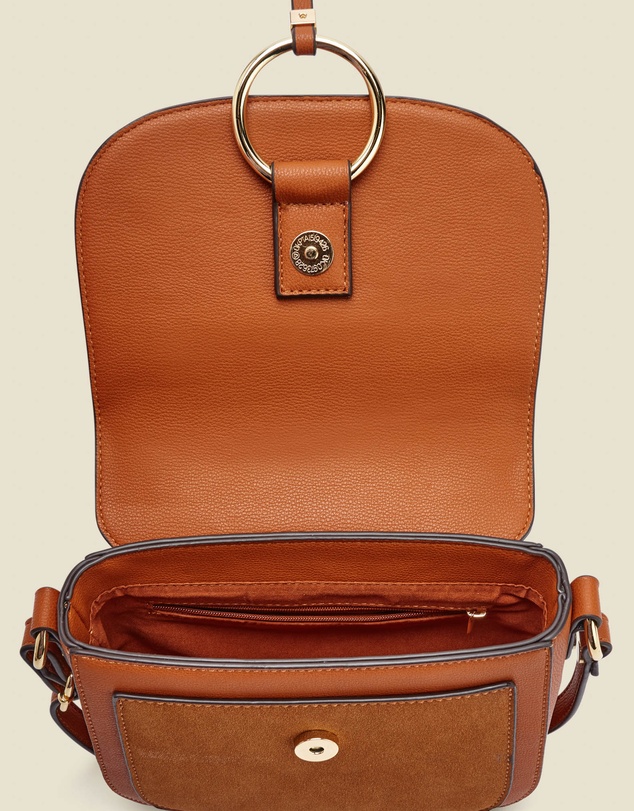 Sosandar - Faux Leather Hoop Clasp Cross Body Bag