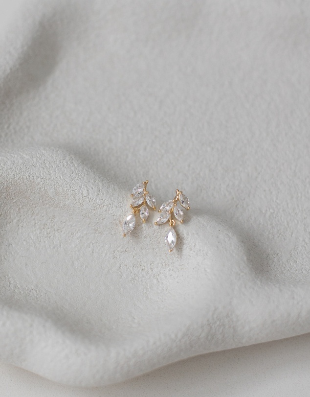 The White Collection - Eve - Dainty Gold Bridal Drop Earrings