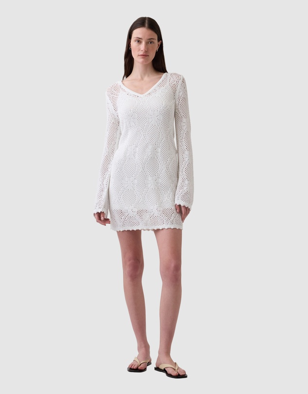 GAP - LS Pointelle V-Neck Mini Dress