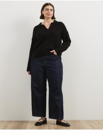 Atmos&Here Curvy - Faye Cable Knit Pullover With Collar