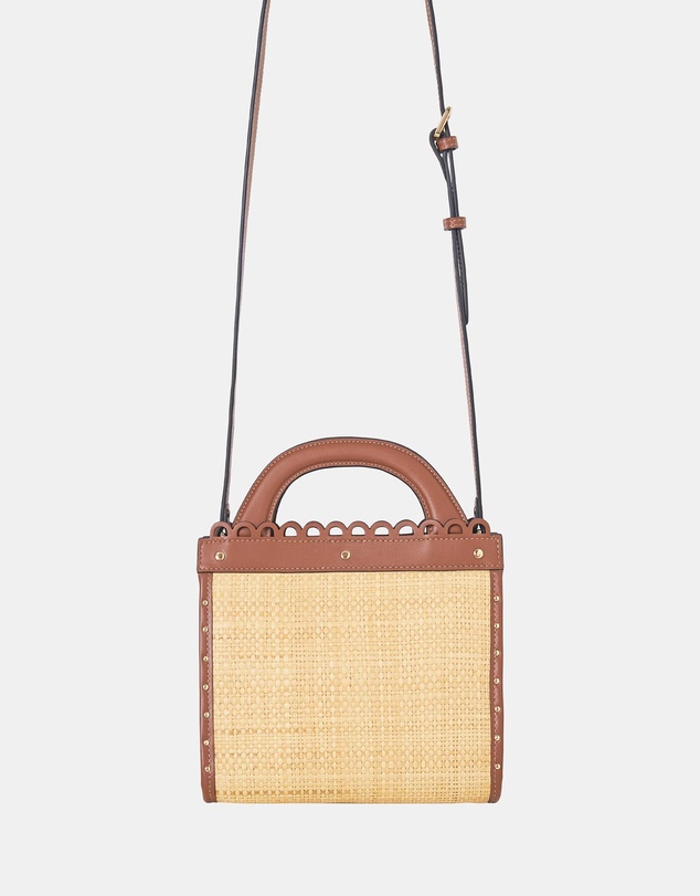 Camilla - Raffia Mini Tote With Leather Trims