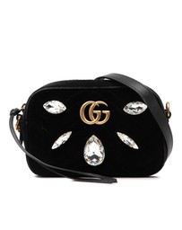 Pre-Loved by Azura Reborn - Pre-Loved Mini GG Marmont Crystal Embellished Matelasse Velvet Crossbody