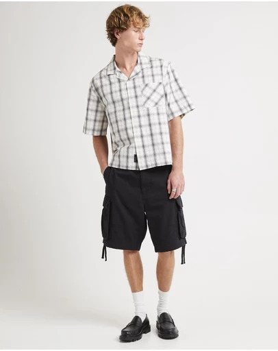 Black Noise White Rain - Homage Cropped Resort Shirt