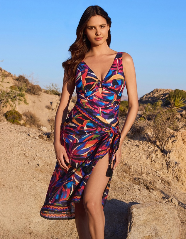 Magicsuit - Mariachi Cotton Side Tie Beach Sarong With Tassels