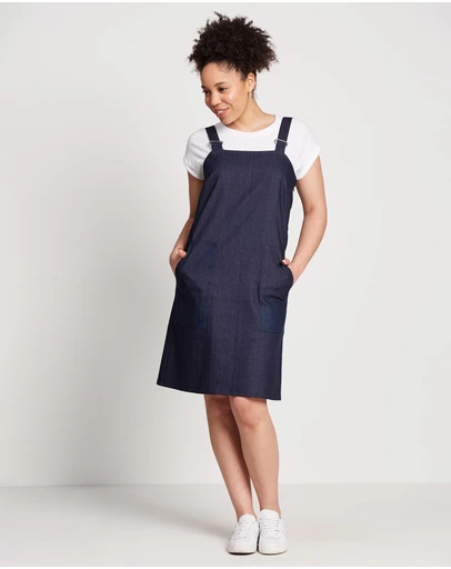 The Social Outfit - Pinafore Dress - Dark Indigo Denim