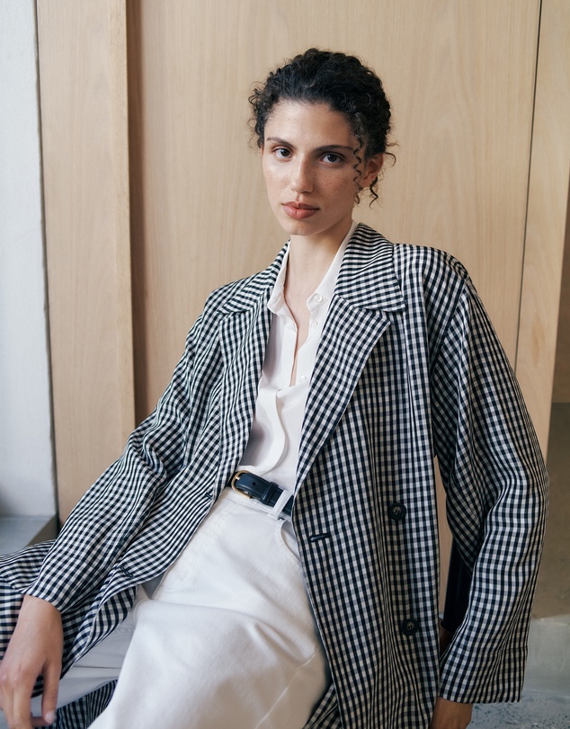 Trenery - Gingham Lightweight Trench Coat in Black