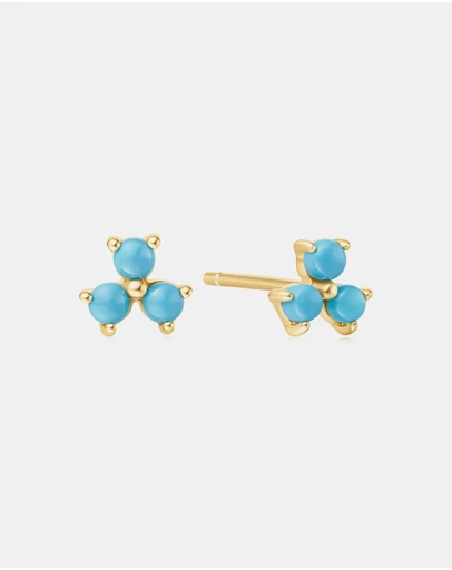 Ania Haie - Ania Haie Gold Lab Created Turquoise Lotus Stud Earrings