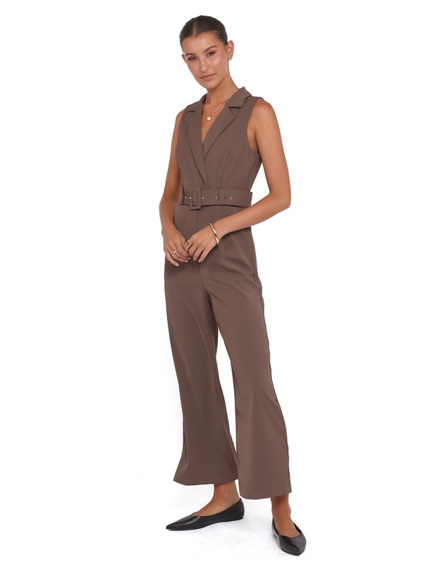 Petal & Pup - Sienna Belted Jumpsuit - Khaki Brown
