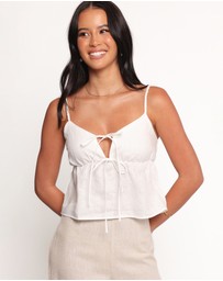 Petal & Pup - Rayma Tie Front Linen Top - White