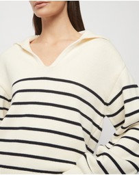FRIEND of AUDREY - Collared Cotton Striped Knit