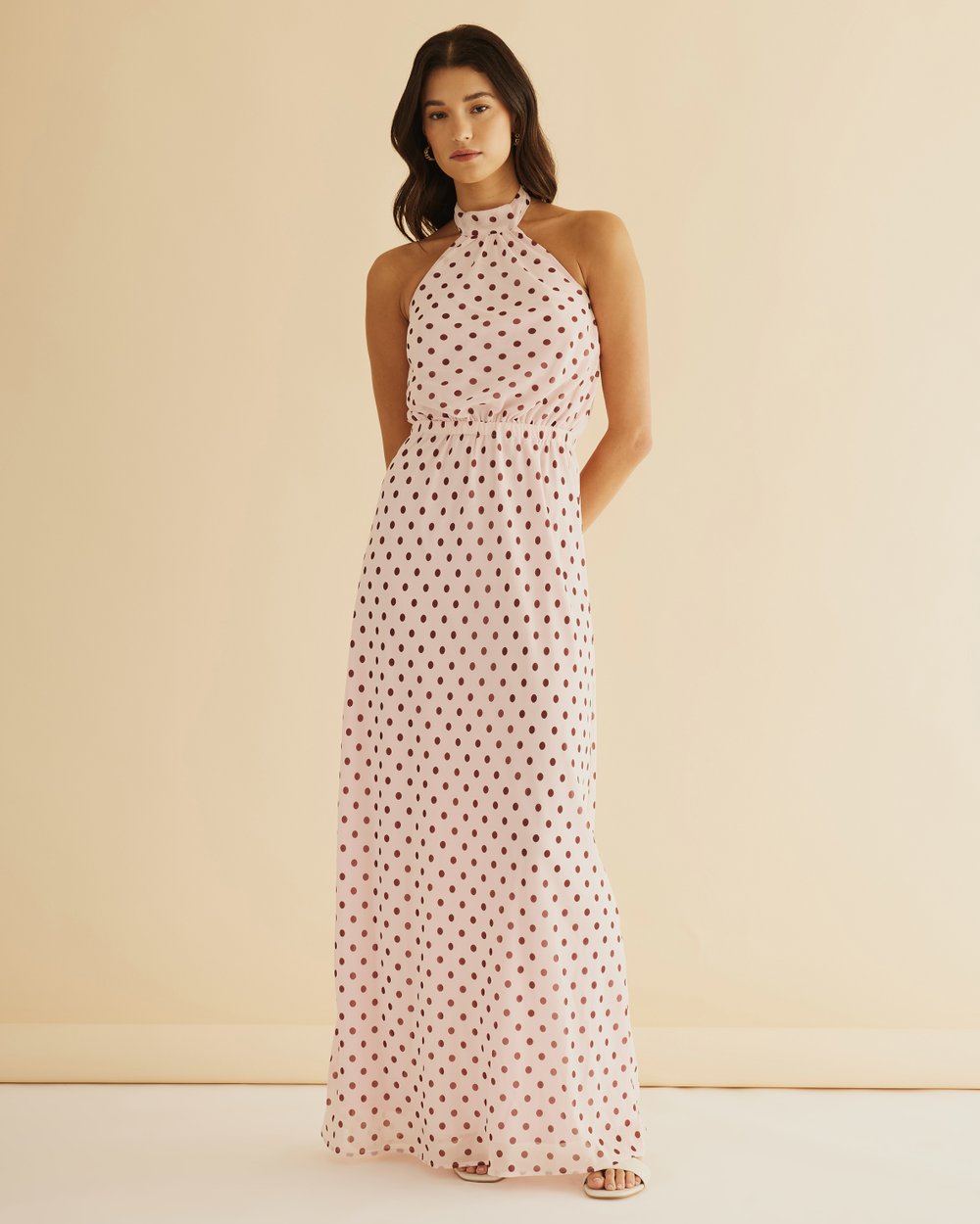 dusty pink polka dot bardot tie waist shift dress Women's Dresses