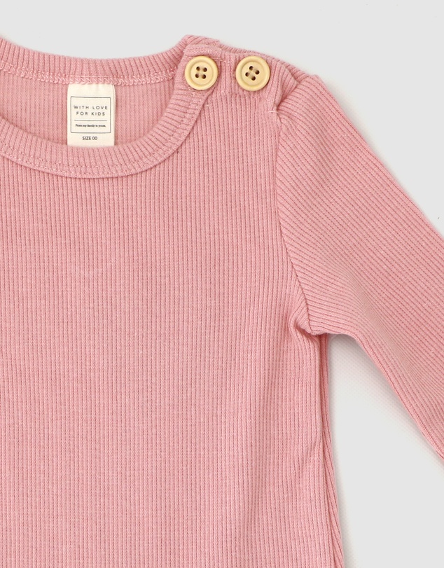 WITH LOVE FOR KIDS - Basics Thick Ribbed Long Sleeve Onesie - Babies