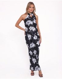 Petal & Pup - Freida Halter Midi Dress - Black Floral