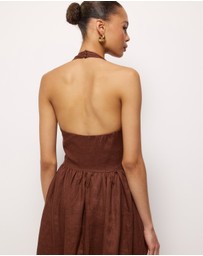 AERE - Esme Halter Linen Midi Dress