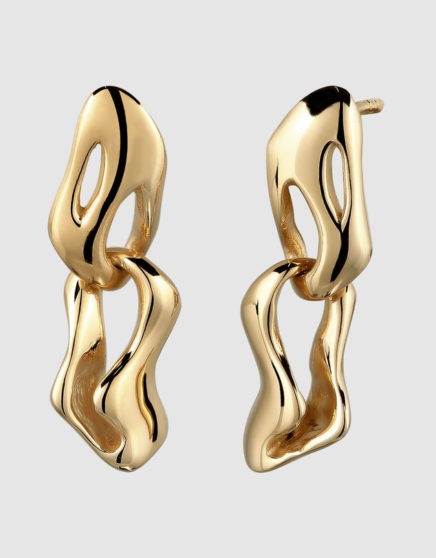 Elli Jewelry - Sculptural Melted Drop Earrings in Gold-Plated 925 Silver