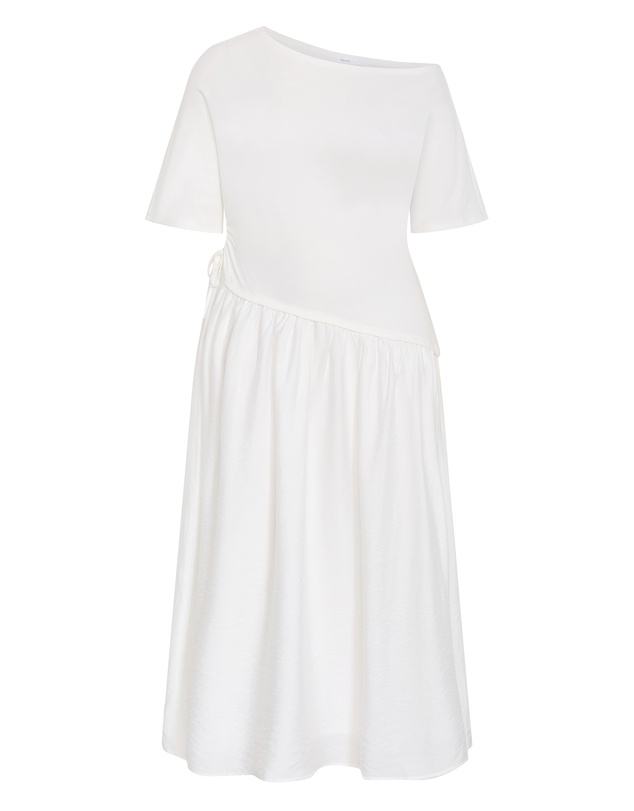 City Chic - Plus size Off Shoulder Mixed Media Maxi Dress - ivory
