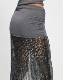 Jaded London - Sequin Mesh Maxi Skirt With Fold Over Waistband