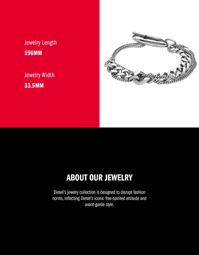 Diesel - Oval D Logo Silver Tone Bracelet