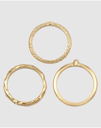 Elli Jewelry - Ring Set of 3 Crystal 925 Sterling Silver Gold-Plated