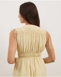 Atmos&Here - Luna Linen Blend Sleeveless Gathered Maxi Dress