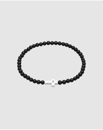 Kuzzoi - ICONIC EXCLUSIVE - Bracelet Men Cross Pendant Beads with Onyx in 925 sterling silver