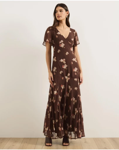 Atmos&Here - Tasha Flutter Sleeve Maxi Dress