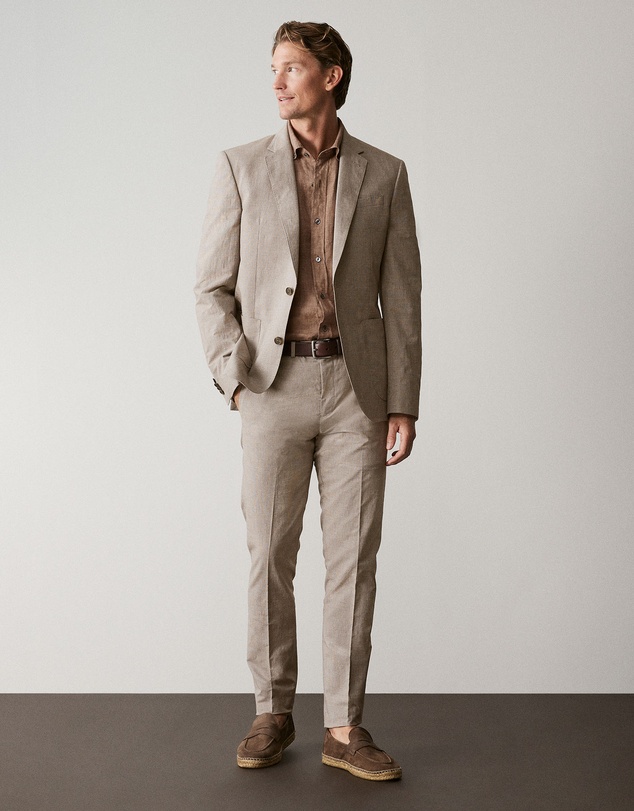 Trenery - Regular Fit Delave Linen Shirt in Cocoa