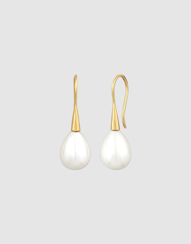 Elli Jewelry - Shell Pearl Drop Earrings in Gold-Plated 925 Silver