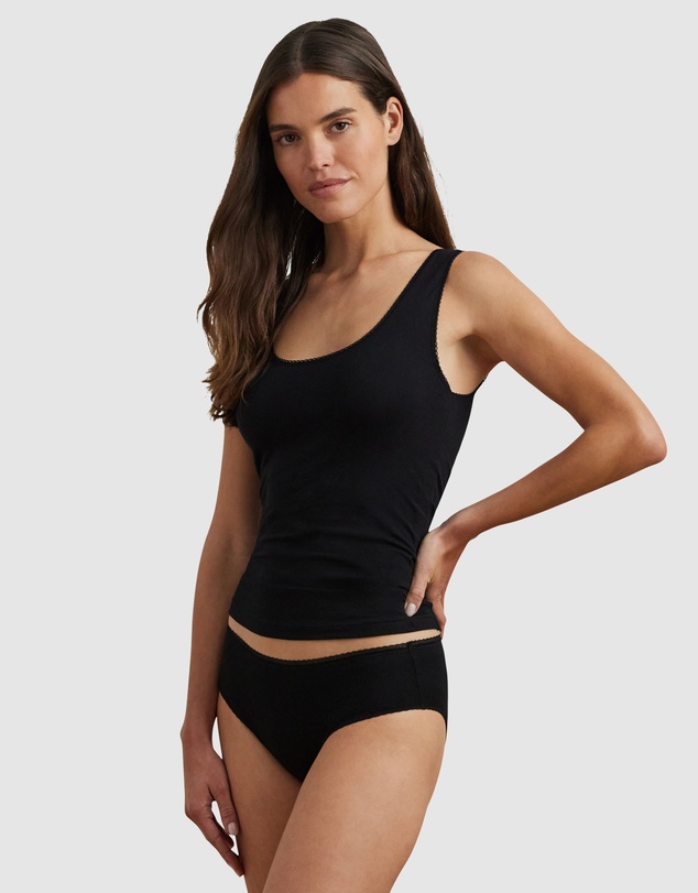Lauren by Ralph Lauren - Cotton & Lace Scoop Neck Tank Top