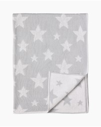 Living Textiles - Pram Knitted Blanket - Grey Stars