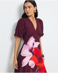 AERE - Ravenna Puff Sleeve Midi Dress