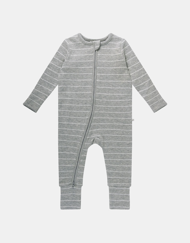 Kynd Baby - Organic Cotton Waffle in Grey Stripe
