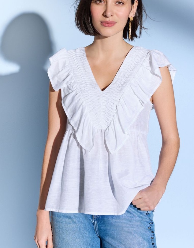 NEXT - Sleeveless Ruffle V-Neck Top