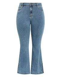 City Chic - Plus size Harley Fit Side Split Flare Leg Jean - light wash