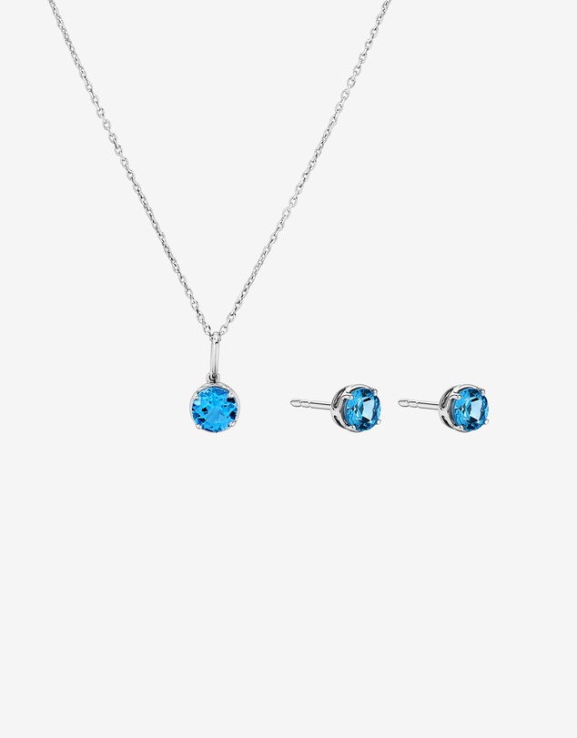 Michael Hill - Blue Topaz Necklace & Stud Earring Gift Set in Sterling Silver