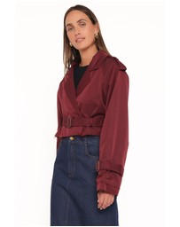 Petal & Pup - Izzi Crop Trench Jacket - Burgundy