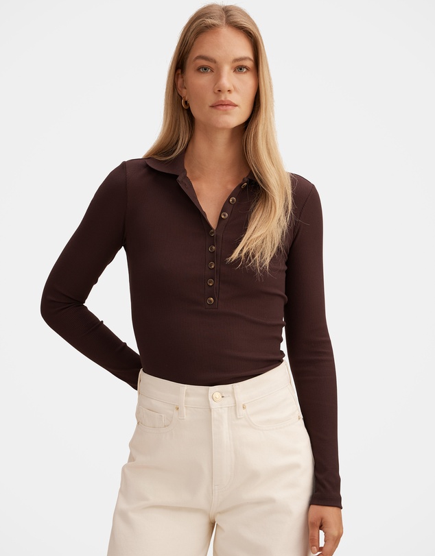 Forever New - Aaliyah Long Sleeves Ribbed Polo Top