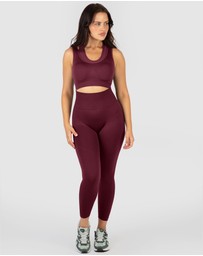 B Free Intimate Apparel - Double Racer Padded Sports Bra & High Waist Full Length Leggings Set
