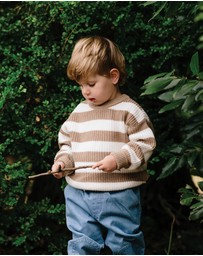 Kynd Baby - Knit Stripe Jumper in Mocha Stripe