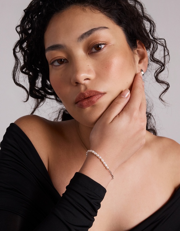 Michael Hill - Half Cultured Freshwater Pearl Half Paperclip Chain Bracelet in Sterling Silver