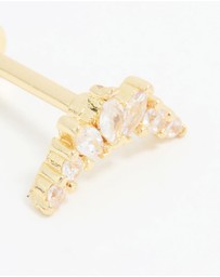 Lovisa - Gold Plated Titanium Cubic Zirconia Triangular Marquise Flat Back Stud