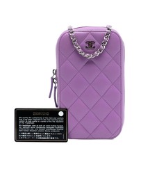 Pre-Loved by Azura Reborn - Pre-Loved CC Quilted Lambskin Zip Phone Case