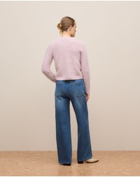 Trenery - Brushed Alpaca Button Through Cardigan in Pink Rose