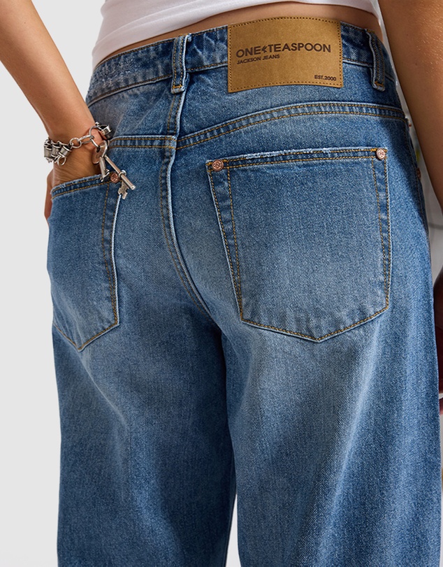ONE TEASPOON - Jackson Mid Waist Wide Leg Denim Jeans