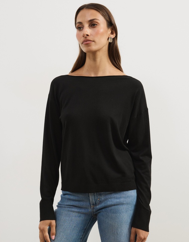 Atmos&Here - Riva Off Shoulder Fine Knit Top With Long Batwing Sleeve