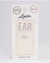 Lovisa - Surgical Steel Cubic Zirconia Leaf Single Threadless Flat Back Stud