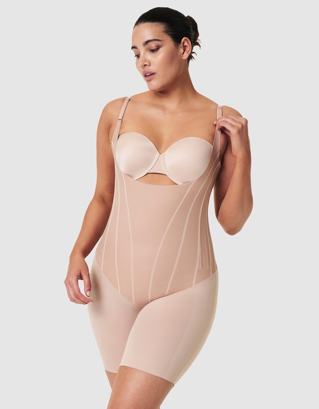 Spanx - TotalContour-Open-Bust Mid-Thigh Bodysuit